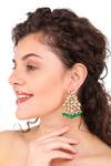Buy_Aakarsha By Ajay_Gold Plated Pearls, Beads, Stones Kundan Floral Danglers_at_Aza_Fashions