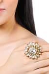 Buy_Aakarsha By Ajay_Gold Plated Pearls, Beads, Stones Kundan Floral Ring _Online_at_Aza_Fashions