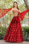 Buy_Rashika Sharma_Maroon Corset And Dupatta Georgette Lehenga Cotton Silk Lining Floral Set _at_Aza_Fashions