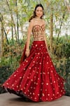 Rashika Sharma_Maroon Corset And Dupatta Georgette Lehenga Cotton Silk Lining Floral Set _Online_at_Aza_Fashions