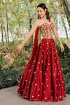 Buy_Rashika Sharma_Maroon Corset And Dupatta Georgette Lehenga Cotton Silk Lining Floral Set _Online_at_Aza_Fashions