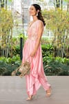 Rashika Sharma_Pink Drape Saree And Belt Muga Silk Pants Croma Silk Blouse Organza With_Online_at_Aza_Fashions