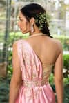 Buy_Rashika Sharma_Pink Drape Saree And Belt Muga Silk Pants Croma Silk Blouse Organza With_Online_at_Aza_Fashions