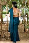 Shop_Rashika Sharma_Green Blouse Organza Saree Chiffon Lining Shantoon Pre-draped Ruffle With _at_Aza_Fashions