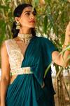 Rashika Sharma_Green Blouse Organza Saree Chiffon Lining Shantoon Pre-draped Ruffle With _Online_at_Aza_Fashions