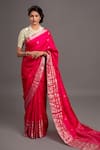 Buy_Kasturi Kundal_Pink Pure Tussar Silk Saree  _at_Aza_Fashions