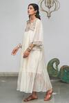 Begum_White Dress Chanderi Lining Cotton Round Tiered _Online_at_Aza_Fashions