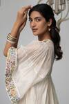 Buy_Begum_White Dress Chanderi Lining Cotton Round Tiered _Online_at_Aza_Fashions