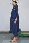 Begum_Blue Kurta Chanderi Pant And Inner Slip Cotton Round Set_Online_at_Aza_Fashions