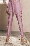Buy_Dheeru Taneja_Purple Organza, Taffeta Silk Collared Neck Shirt And Pant Set _Online_at_Aza_Fashions