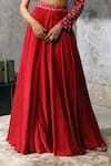 Shop_Dheeru Taneja_Red Organza, Satin One Shoulder Embroidered Gown _Online_at_Aza_Fashions
