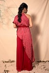Shop_Dheeru Taneja_Red Crepe Embroidery Round Printed Kurta And Palazzo Set  _at_Aza_Fashions