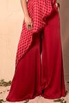 Dheeru Taneja_Red Crepe Embroidery Round Printed Kurta And Palazzo Set  _at_Aza_Fashions