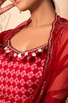 Buy_Dheeru Taneja_Red Organza, Chanderi, Satin Round Printed Kurta Set _Online_at_Aza_Fashions