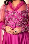 Buy_Dheeru Taneja_Pink Organza, Satin V Neck Embroidered Anarkali With Dupatta _Online_at_Aza_Fashions