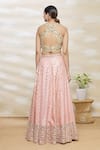Shop Vandana Sethi Pink Chanderi Silk V Neck Embroidered Bridal Lehenga Set at Aza Fashions Shop_Vandana Sethi_Pink Chanderi Silk V Neck Embroidered Bridal Lehenga Set_at_Aza_Fashions