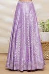 Shop_Vandana Sethi_Purple Dupion Silk Embroidery V Neck Bridal Lehenga Set _Online_at_Aza_Fashions