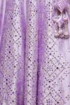 Vandana Sethi_Purple Dupion Silk Embroidery V Neck Bridal Lehenga Set _at_Aza_Fashions