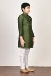 Banana Bee_Green Silk Embroidered Kurta And Pant Set For Boys_Online_at_Aza_Fashions