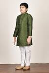 Buy_Banana Bee_Green Silk Embroidered Kurta And Pant Set For Boys_Online_at_Aza_Fashions