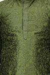 Banana Bee_Green Silk Embroidered Kurta And Pant Set For Boys_at_Aza_Fashions