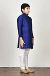 Banana Bee_Blue Silk Kurta And Pant Set For Boys_Online_at_Aza_Fashions