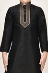 Khwaab by Sanjana Lakhani_Black Silk Embroidered Kurta And Churidar Set _at_Aza_Fashions