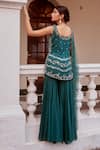 Label Sanya Gulati_Green Embroidery Square Neck Kurta Set _Online_at_Aza_Fashions