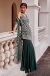 Buy_Label Sanya Gulati_Green Embroidery Square Neck Kurta Set _Online_at_Aza_Fashions