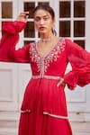 Buy Label Sanya Gulati Pink V Neck Embroidered Peplum Kurta And Palazzo Set Online at Aza Fashions Buy_Label Sanya Gulati_Pink V Neck Embroidered Peplum Kurta And Palazzo Set _Online_at_Aza_Fashions