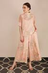 Buy_Arcvsh By Pallavi Singh_Peach Organza, Linen, Bamberg High Printed Top And Culottes Set _at_Aza_Fashions