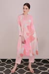 Buy_Arcvsh By Pallavi Singh_Pink Chanderi Round Floral Print Tunic _at_Aza_Fashions