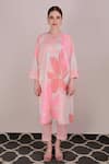 Arcvsh By Pallavi Singh_Pink Chanderi Round Floral Print Tunic _Online_at_Aza_Fashions