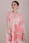Shop_Arcvsh By Pallavi Singh_Pink Chanderi Round Floral Print Tunic _Online_at_Aza_Fashions