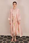 Arcvsh by Pallavi Singh_Peach Linen Organza Jacket And Skirt Set_Online_at_Aza_Fashions