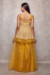 Shop_Ajiesh Oberoi_Yellow Embroidered Peplum Kurta And Sharara Set_at_Aza_Fashions
