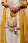 Buy_Ajiesh Oberoi_Yellow Embroidered Potli Bag _at_Aza_Fashions