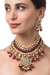 Shop_HRISHA_Gold Plated Pearls, Stones Kundan Polki Pendant Choker Set_at_Aza_Fashions