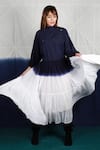 Buy_Ka-Sha_Blue Cotton Cambric Dip Dye Flared Dress_at_Aza_Fashions