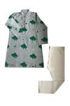 Buy_Krishna Mehta_Grey Printed Kurta And Pant Set For Boys_at_Aza_Fashions