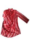 Shop_Krishna Mehta_Red Silk Tie-dye Draped Kurta And Pant Set For Boys_at_Aza_Fashions