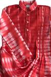 Krishna Mehta_Red Silk Tie-dye Draped Kurta And Pant Set For Boys_Online_at_Aza_Fashions