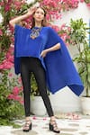 Buy Tasuvure Blue Pleated Polyester Boat Asymmetric Cape at Aza Fashions Buy_Tasuvure_Blue Pleated Polyester Boat Asymmetric Cape _at_Aza_Fashions