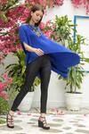 Shop Tasuvure Blue Pleated Polyester Boat Asymmetric Cape at Aza Fashions Shop_Tasuvure_Blue Pleated Polyester Boat Asymmetric Cape _at_Aza_Fashions