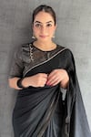 Buy_Juanita by Shubhda_Black Handwoven Chanderi Saree With Blouse _at_Aza_Fashions