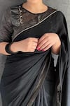 Juanita by Shubhda_Black Handwoven Chanderi Saree With Blouse _Online_at_Aza_Fashions