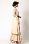 Romaa_Peach Kurta Organza And Georgette Lehenga Raw Silk Layered & Set  _Online_at_Aza_Fashions