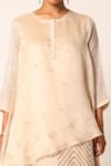 Shop_Romaa_Peach Kurta Organza And Georgette Lehenga Raw Silk Layered & Set  _Online_at_Aza_Fashions