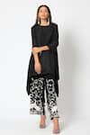 Buy_Romaa_Black Kurta Dupion Silk Pant Georgette Asymmetric And Set _at_Aza_Fashions