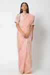 Buy_Romaa_Pink Organza Embroidered Saree With Blouse_at_Aza_Fashions